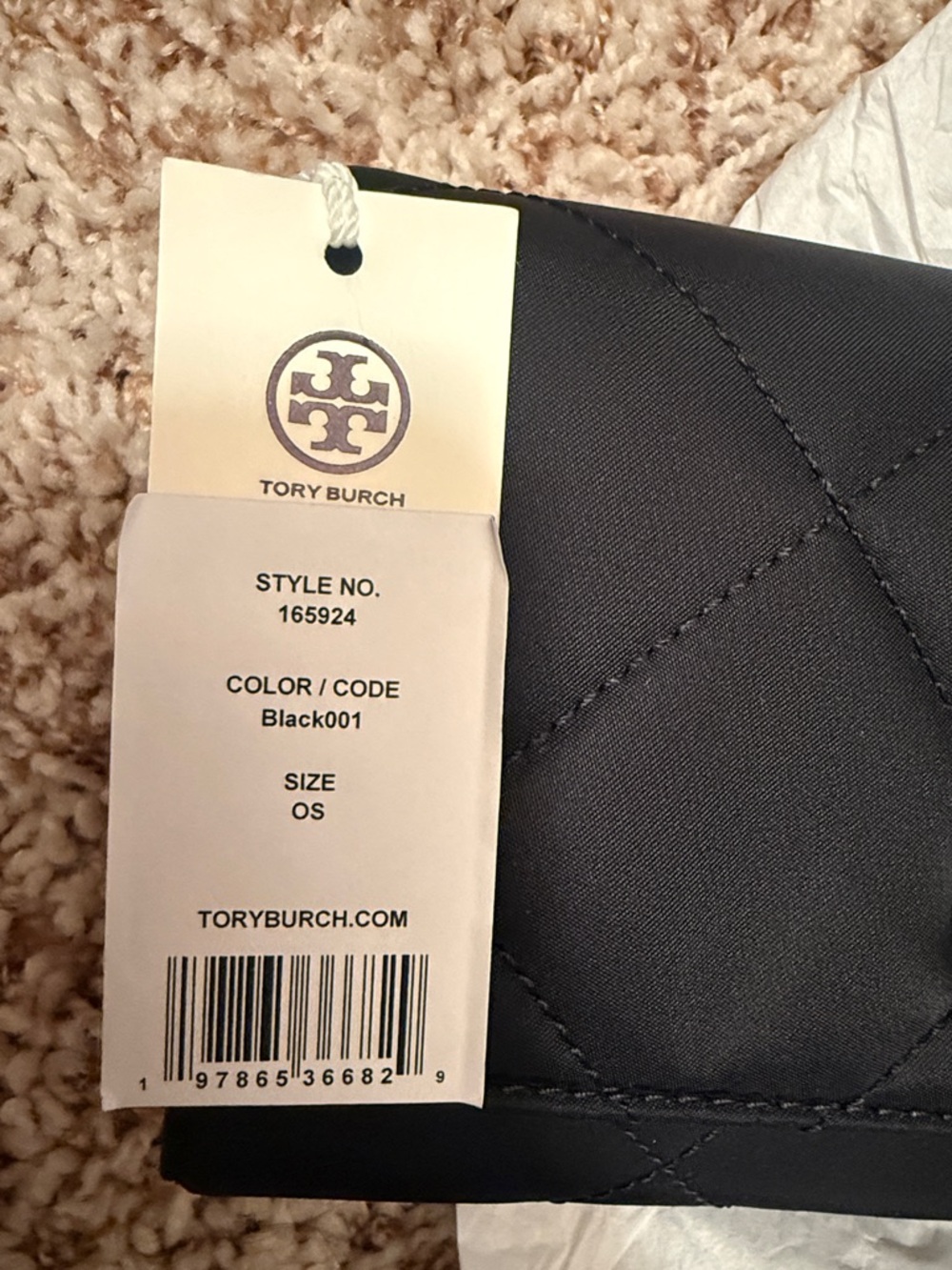 NWT , Tory Burch Black willa Quilted nylon Crossbody wallet Bag - Picture 8 of 10